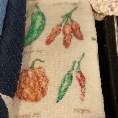 Kitchen hand towels, linens, dish cloths, and hot pads