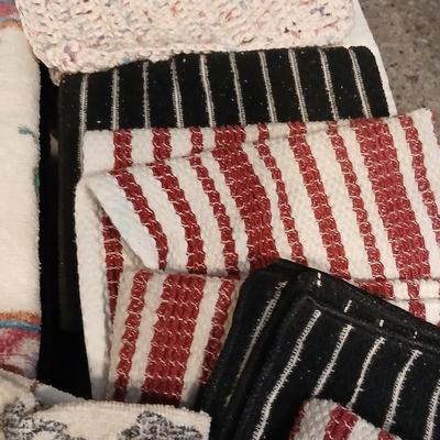 Kitchen hand towels, linens, dish cloths, and hot pads