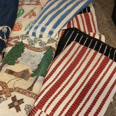 Kitchen hand towels, linens, dish cloths, and hot pads
