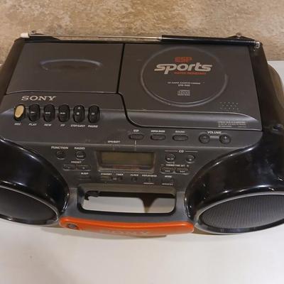 Sony Sports boombox with small Sylvania television