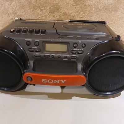 Sony Sports boombox with small Sylvania television