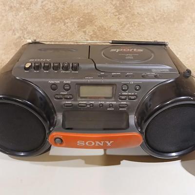 Sony Sports boombox with small Sylvania television