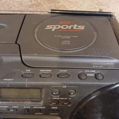 Sony Sports boombox with small Sylvania television