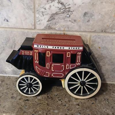 Wells Fargo cast Iron bank with wagon wheel mirror
