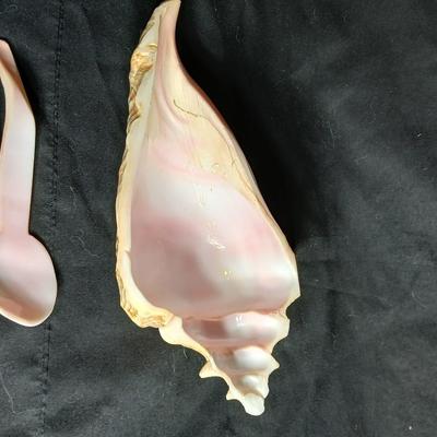 Seashell dish with spoon, dancing dolphins and a wooden Eagle
