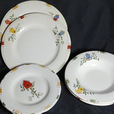 Pfaltzgraff bird house dish set for 2