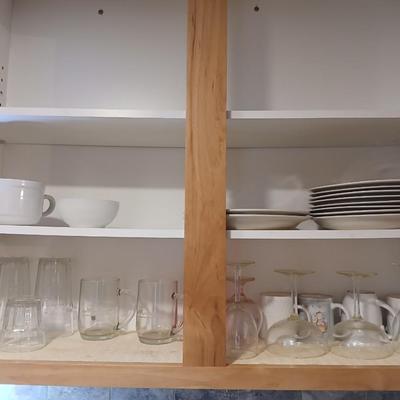Cupboard full of dishes and dinnerware - Mismatched items Great for 1st apartment dwellers!