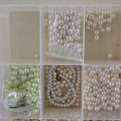 Plastic Organizer Filled with Pearl Beads