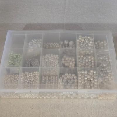 Plastic Organizer Filled with Pearl Beads