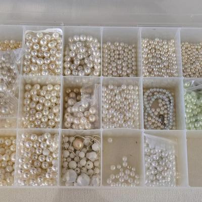 Plastic Organizer Filled with Pearl Beads