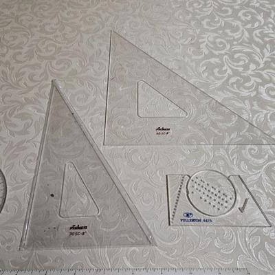 Slide Ruler, Drafting Triangles, 3 Sided Triangle Rulers, & More