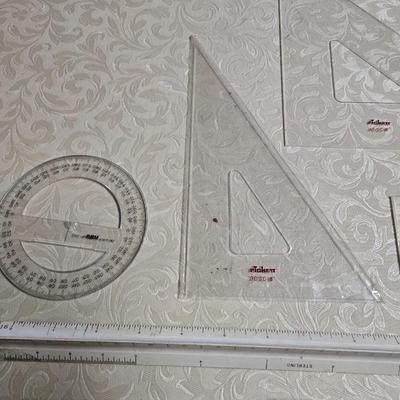 Slide Ruler, Drafting Triangles, 3 Sided Triangle Rulers, & More