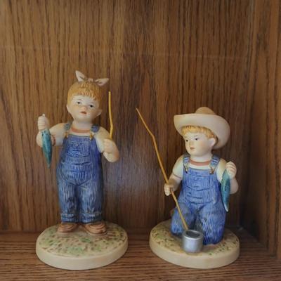 Ceramic "Denim Days" Fishing girl & boy figures