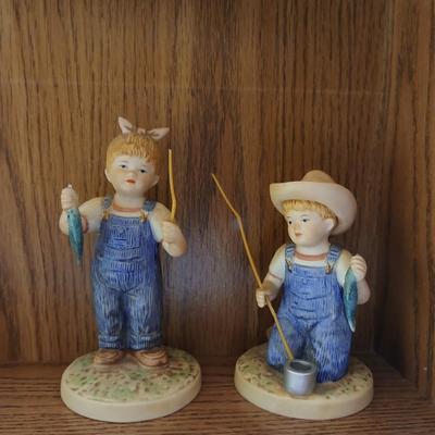 Ceramic "Denim Days" Fishing girl & boy figures
