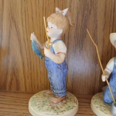 Ceramic "Denim Days" Fishing girl & boy figures