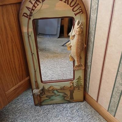 Rainbow trout wall mirror and a fish themed picture frame