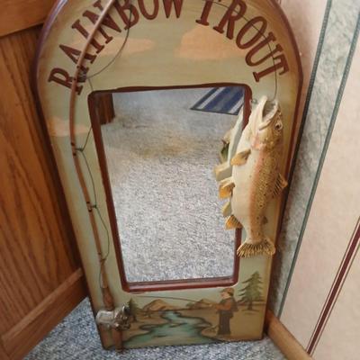 Rainbow trout wall mirror and a fish themed picture frame