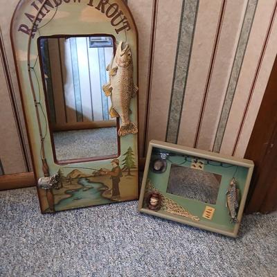 Rainbow trout wall mirror and a fish themed picture frame