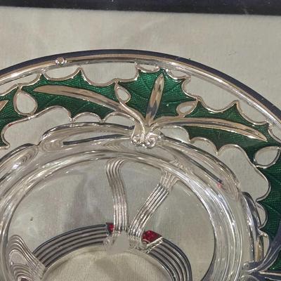 Swarovski Glass Bowl and Enamel Metal Stand