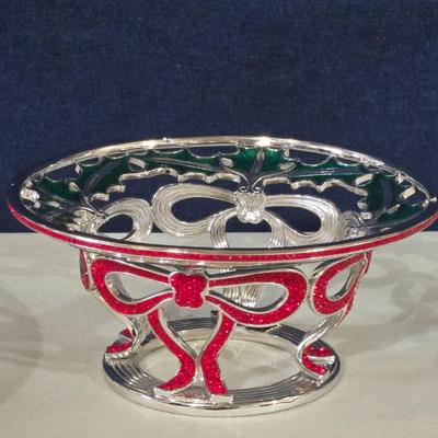 Swarovski Glass Bowl and Enamel Metal Stand
