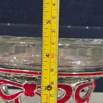 Swarovski Glass Bowl and Enamel Metal Stand