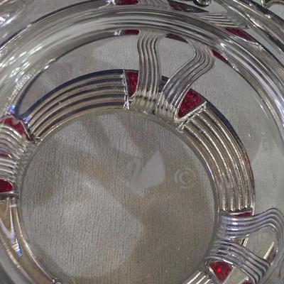 Swarovski Glass Bowl and Enamel Metal Stand