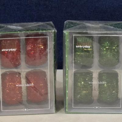 Martha Stewart Red & Green Beaded Napkin Rings