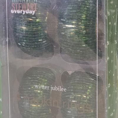 Martha Stewart Red & Green Beaded Napkin Rings