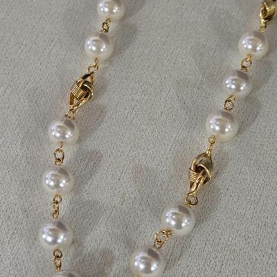 Gold Tone & Faux Pearl Set & Gold Tone Necklace