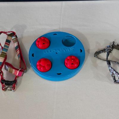 (2) Small Dog Harnesses and a Dog Toy