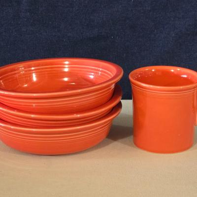 Orange Fiesta Bowls and Cup