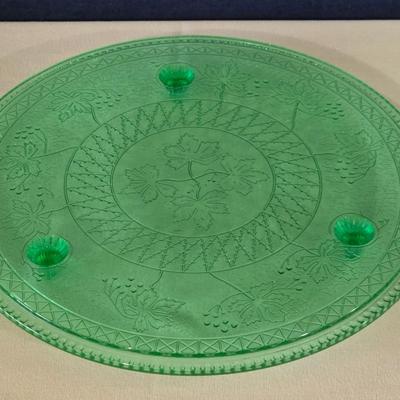 Green Glass Cake Platter