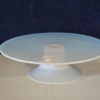 Iridescent White Glass Cake Pedestal
