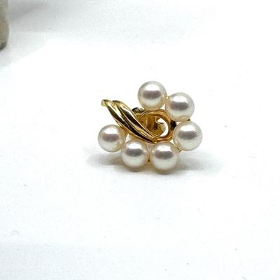 784 Pair of Mikimoto Cluster Pearl Pierced Earrings