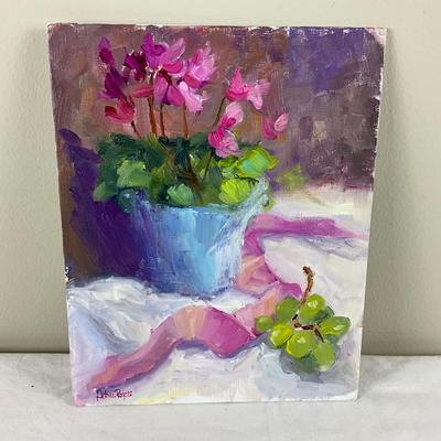 102 Original Oil Painting "Pink Cyclamen" by Kathie Rogers