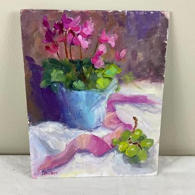 102 Original Oil Painting "Pink Cyclamen" by Kathie Rogers