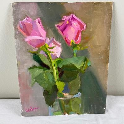 103 Original Oil Painting "Pink Roses" by Kathie Rogers