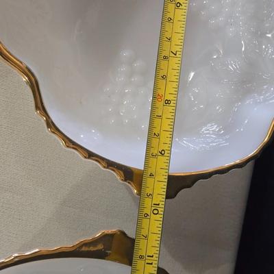 Gold Gilt Edge Milk Glass Set