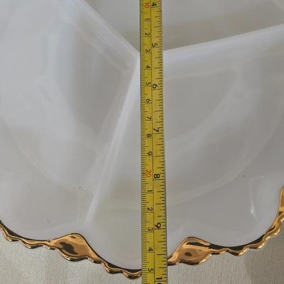 Gold Gilt Edge Milk Glass Set