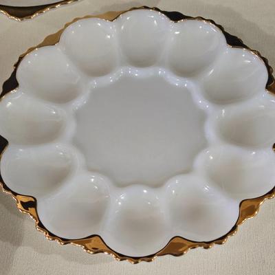 Gold Gilt Edge Milk Glass Set