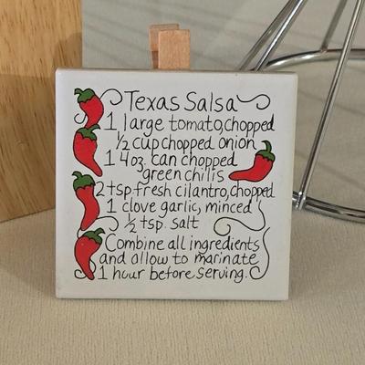 Mixed Kitchen Lot- Chicken Roasting Stand, Bagel Cutting Stand, and Recipe Holder