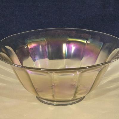 Iridescent Pink Glass Serving Bowl