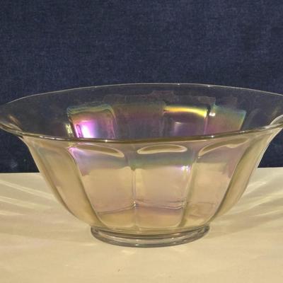 Iridescent Pink Glass Serving Bowl