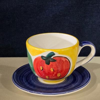 Handpainted Cream Pitcher, Coffee Cup & Saucer and Soup Bowl