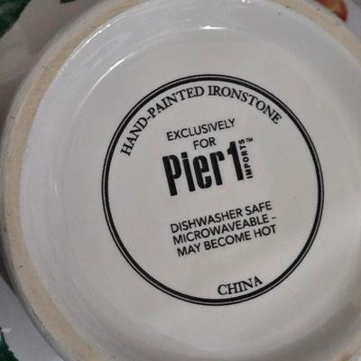 Handpainted Cream Pitcher, Coffee Cup & Saucer and Soup Bowl