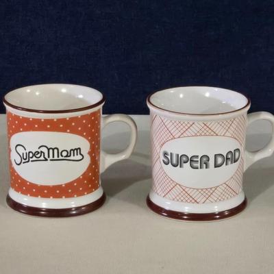 Super Mom & Dad Vintage Coffee Mugs