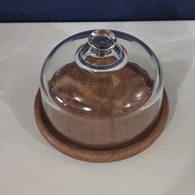Wood & Glass Cheese Dome Set