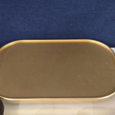 Mixed Kitchen Lot - Gold Tone Tray, Muffin Tins, and Plastic Storage Bowls