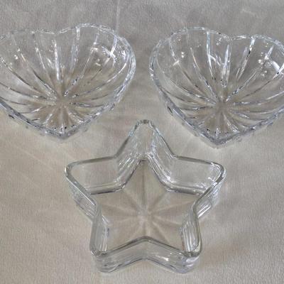 (2) Hearts and Star Glass Bowls