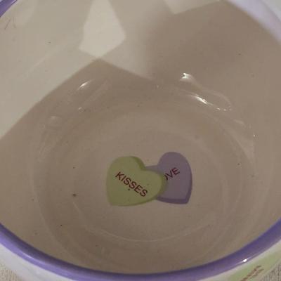 Valentine's Day Ceramic Basket and (2) Glass Heart Dishes